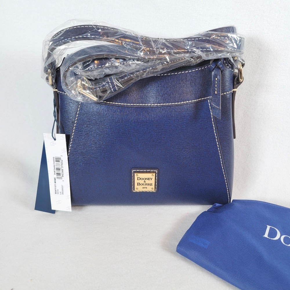 Dooney & Bourke Womens Crossbody Small Cassidy Saffiano Leather Bag Navy Blue